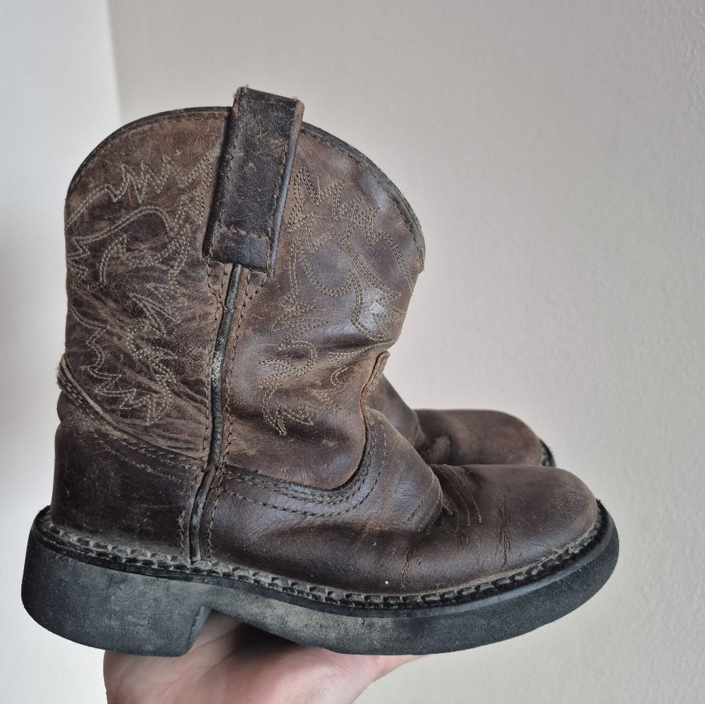 Ariat Fatbaby Cowboy Boots Kids Size 12 Brown Leather